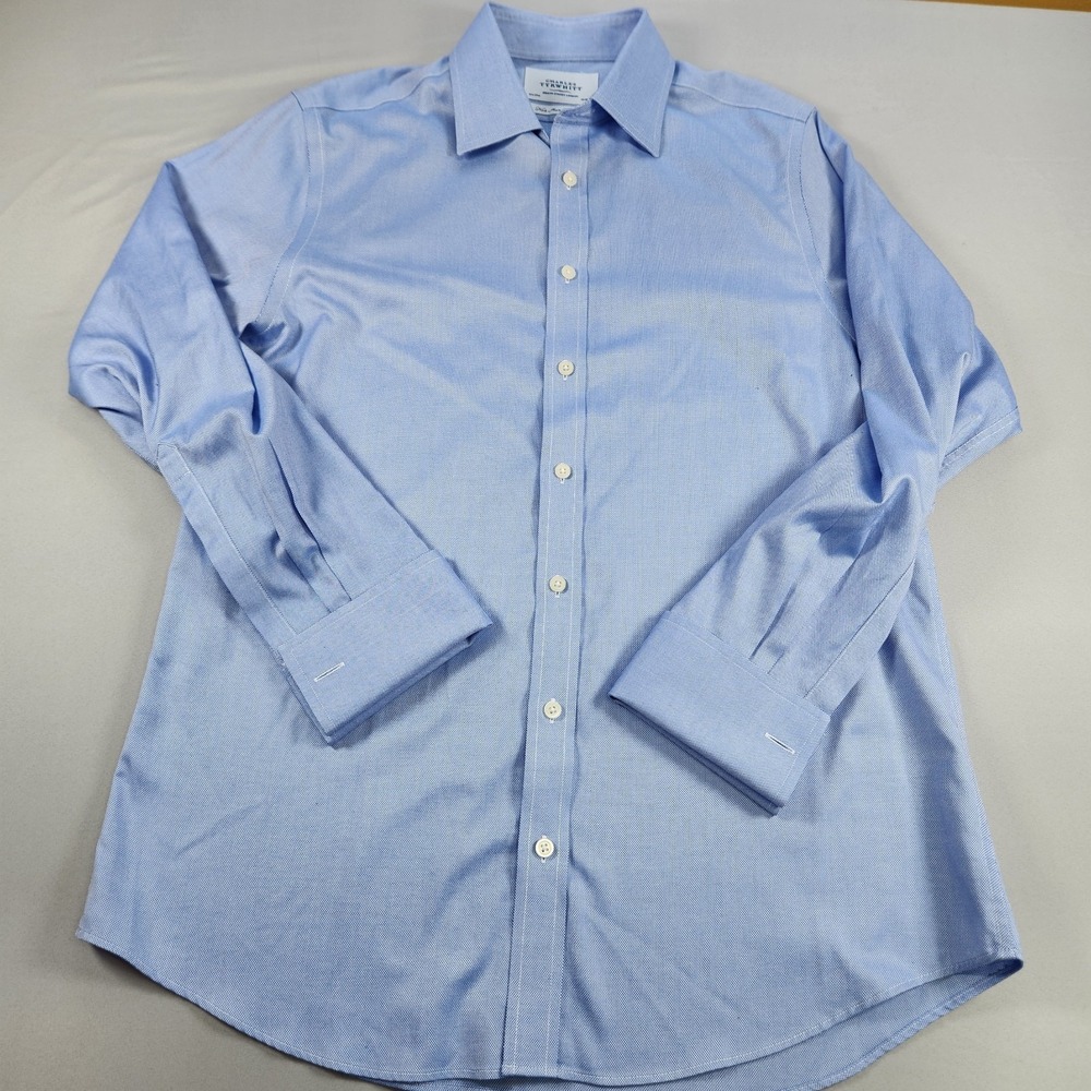 Charles Tyrwhitt Non Iron Slim Fit Shirt Men's 16.5/34 Blue French Cuff
